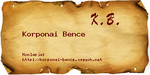 Korponai Bence névjegykártya